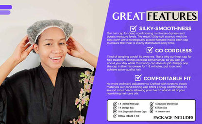 S-Secrets Flaxseed Deep Conditioning Heat Cap for Moisture, Elasticity, and Healthy Hair Growth – Cordless and Microwave-Ready Spa Cap