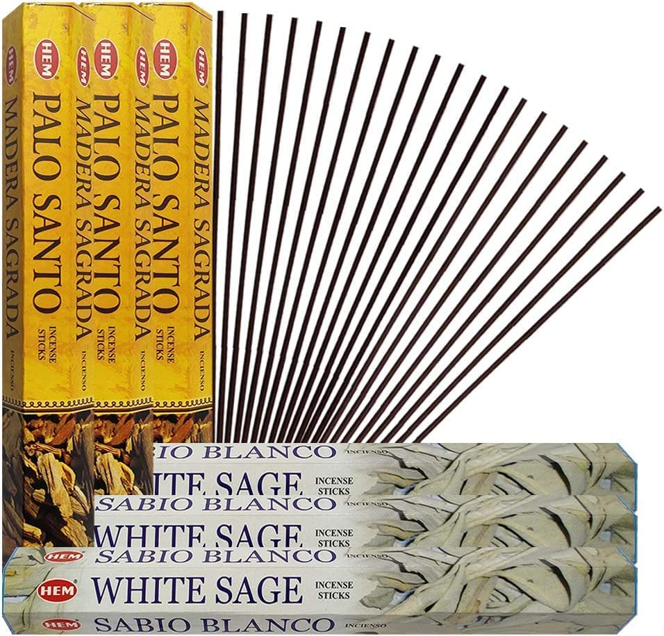 White Sage Incense Sticks and Palo Santo Incense Sticks with Incense Holder Bund image 2