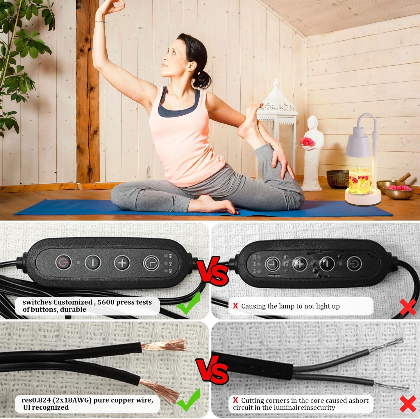 Dimmable Adjustable Height Electric Candle Warmer Melting Lamp with Timer,For Li image 4