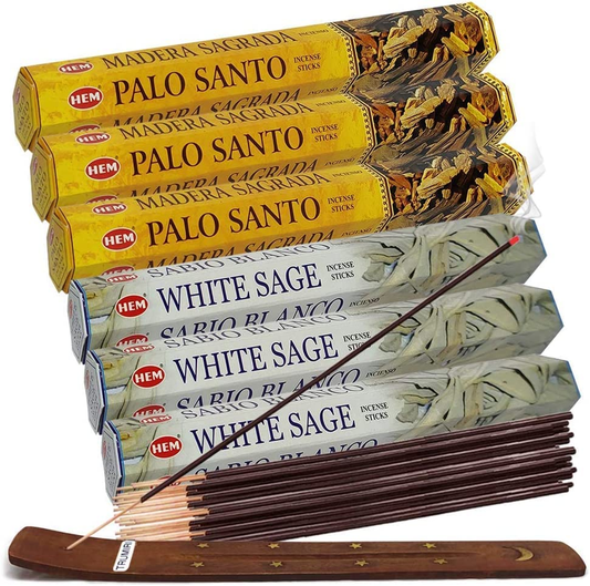 White Sage Incense Sticks and Palo Santo Incense Sticks with Incense Holder Bund image 0