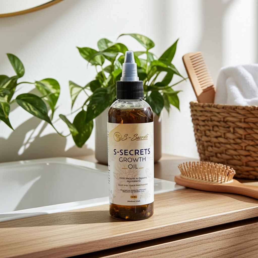 S-Secrets Scalp Stimulator Hair Growth Oil 4oz - Herbal Biotin & Essential Oils for All Hair Types