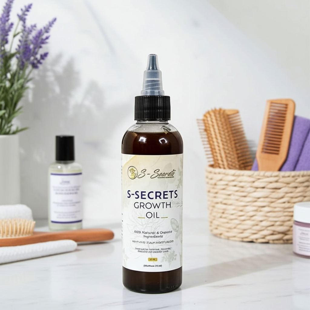 S-Secrets Scalp Stimulator Hair Growth Oil 4oz - Herbal Biotin & Essential Oils for All Hair Types