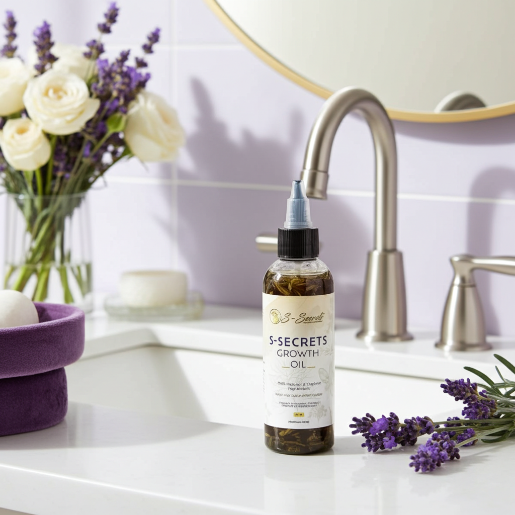 S-Secrets Scalp Stimulator Hair Growth Oil 2oz - Herbal Biotin & Essential Oils for All Hair Types