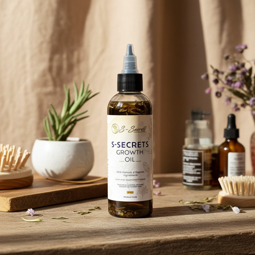 S-Secrets Scalp Stimulator Hair Growth Oil 2oz - Herbal Biotin & Essential Oils for All Hair Types