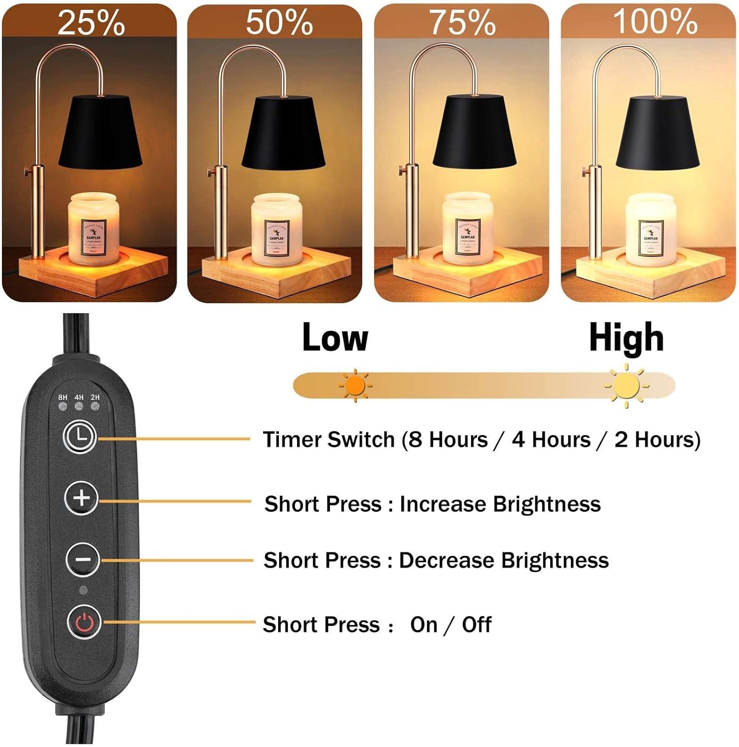 Candle Warmer Lamp with Timer & 2 Bulbs, Electric Candle Lamp Warming for Jar Ca image 4