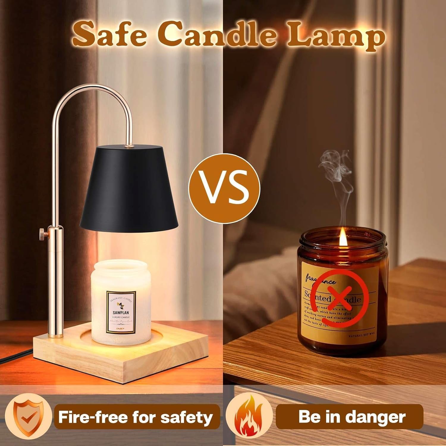 Candle Warmer Lamp with Timer & 2 Bulbs, Electric Candle Lamp Warming for Jar Ca image 3