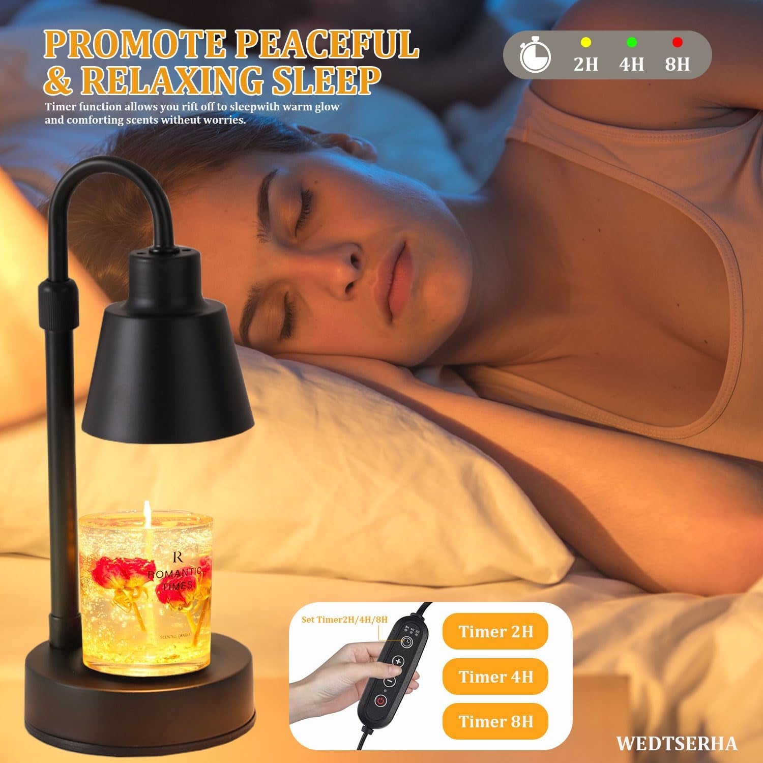 Dimmable Adjustable Height Electric Candle Warmer Melting Lamp with Timer,For Li image 1